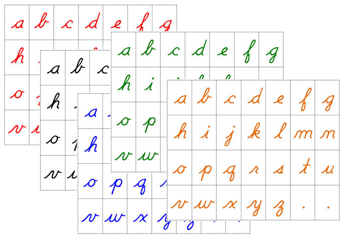 Montessori Moveable Alphabet Letters (cursive) - Set 1 - Montessori Print Shop Digital Download