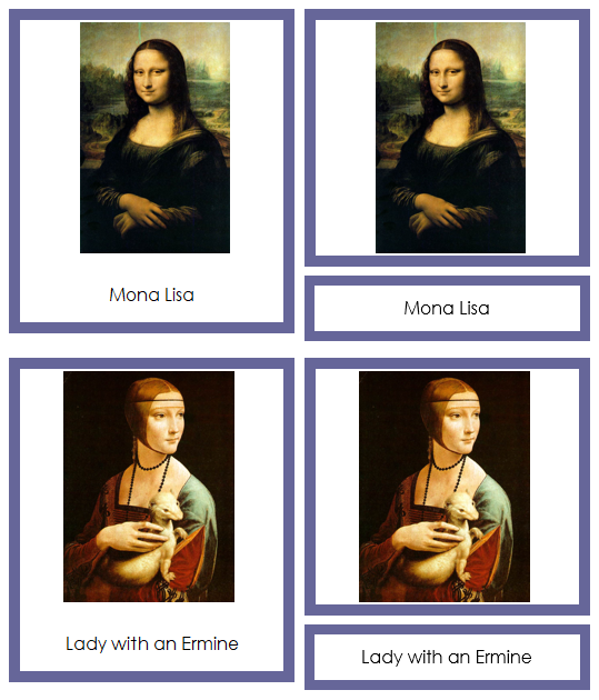 Leonardo Da Vinci 3-Part Art Cards (color-coded) - Montessori Print Shop Digital Download