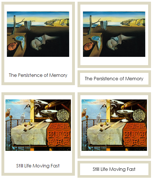 Salvador Dali Art Cards (borders) - montessori Print Shop