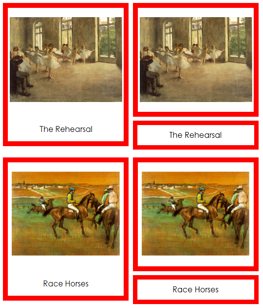 Edgar Degas 3-Part Art Cards (color-coded) - Montessori Print Shop Digital Download