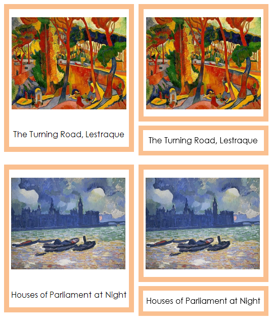 Andre Derain 3-Part Art Cards (color-coded) - Montessori Print Shop Digital Download