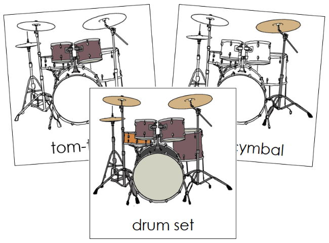 Parts of a Drum Set 3-Part Nomenclature Cards - Montessori Print Shop Digital Download
