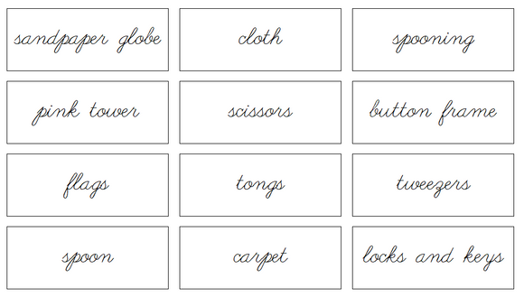 Montessori Environment Labels (Cursive) - Montessori Print Shop Digital Download