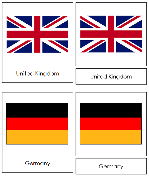 European Flags - Montessori geography cards