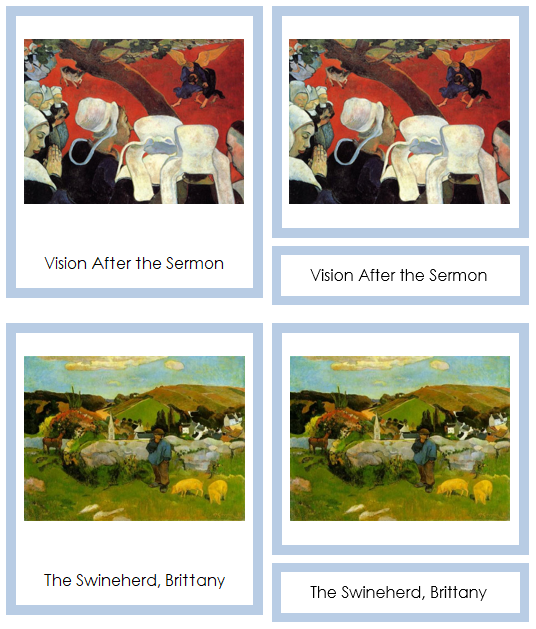 Paul Gauguin 3-Part Art Cards (color-coded) - Montessori Print Shop Digital Download