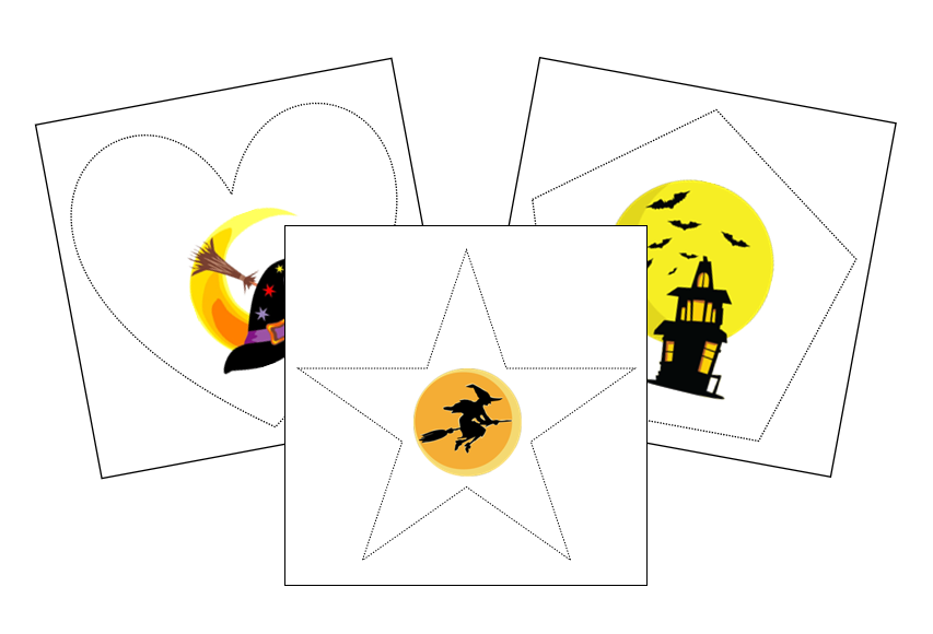 Halloween Cutting Work - Montessori Print Shop preschool cutting practice