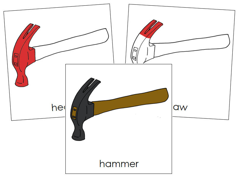 Hammer Nomenclature Cards (red) - Montessori Print Shop Digital Download