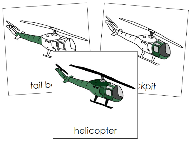 Parts of a Helicopter Nomenclature Cards - Montessori Print Shop Digital Download