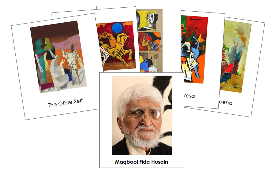 Maqbool Fida Husain 3-Part Art Cards - Montessori Print Shop Digital Download