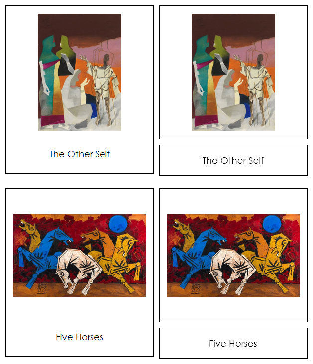 Maqbool Fida Husain 3-Part Art Cards - Montessori Print Shop Digital Download