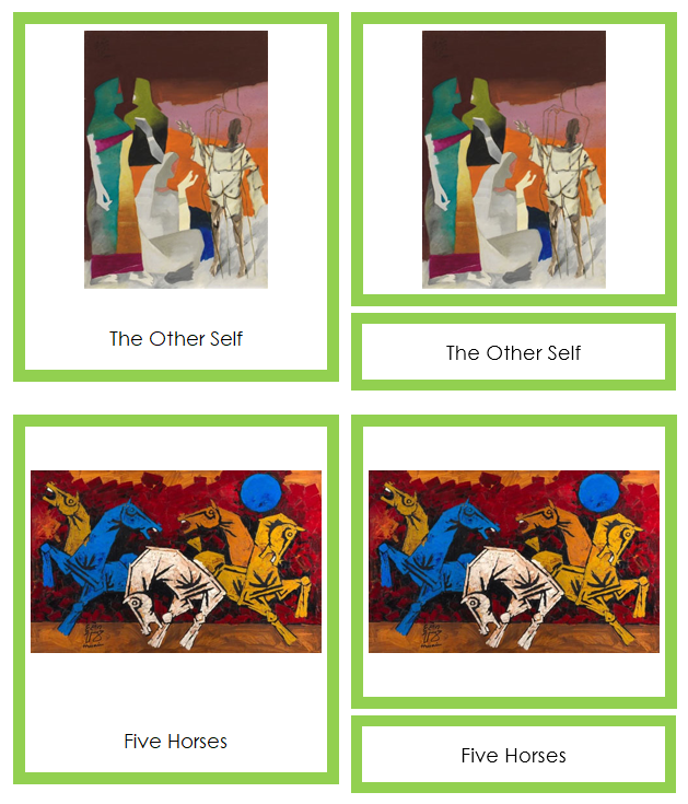 Maqbool Fida Husain 3-Part Art Cards (color-coded) - Montessori Print Shop Digital Download