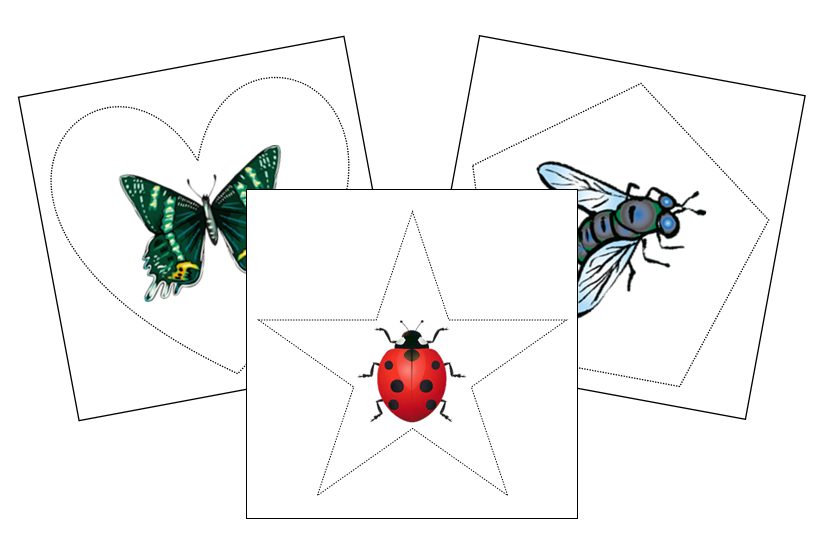 Insect Cutting Work - Montessori Print Shop preschool cutting practice