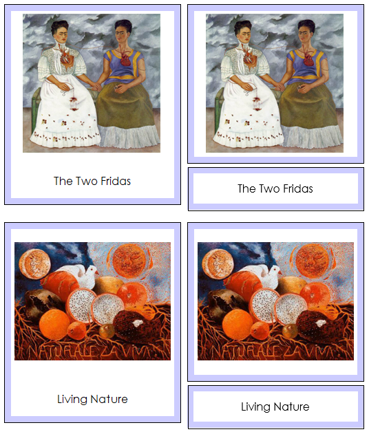 Frida Kahlo 3-Part Art Cards (color-coded) - Montessori Print Shop Digital Download