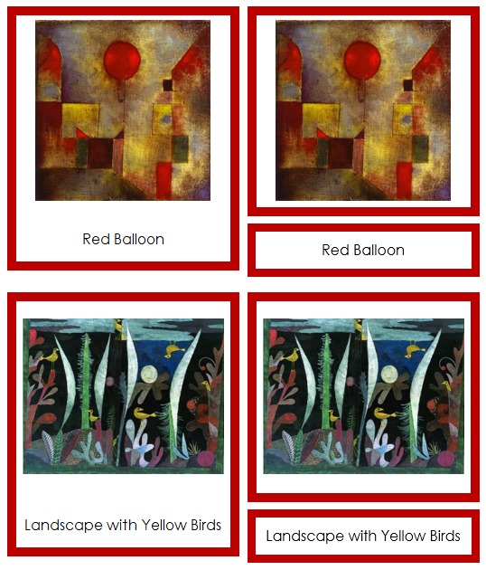 Paul Klee 3-Part Art Cards (color-coded) - Montessori Print Shop Digital Download