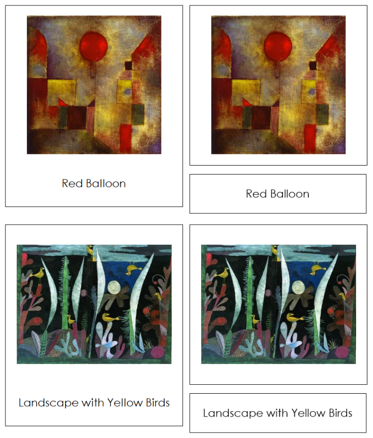 Paul Klee 3-Part Art Cards - Montessori Print Shop Digital Download