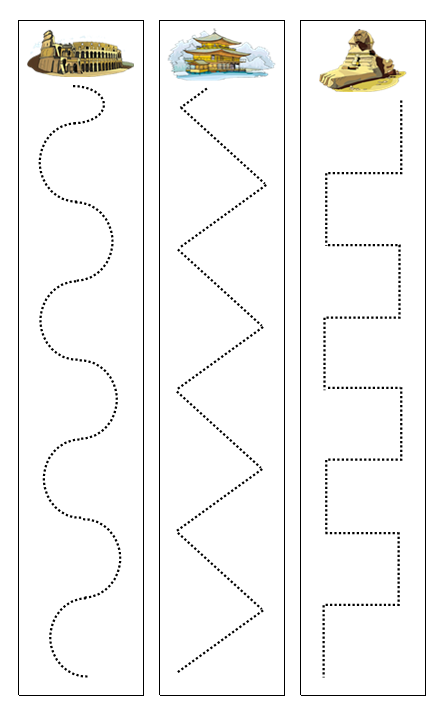 Landmarks Cutting Work - Montessori Print Shop preschool cutting practice