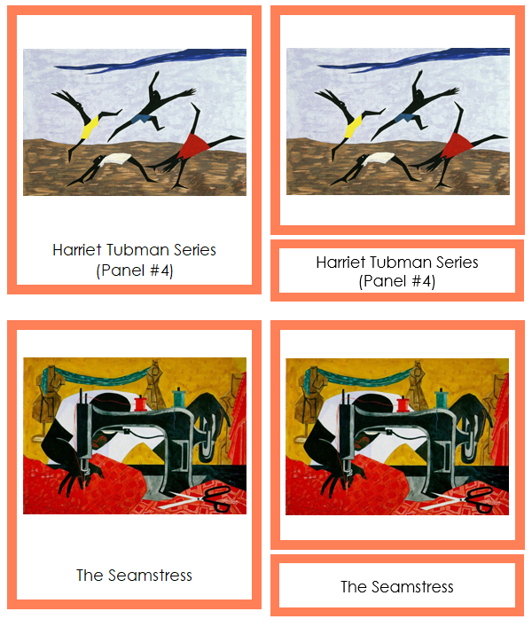 Jacob Lawrence 3-Part Art Cards (color borders) - Montessori Print Shop Digital Download