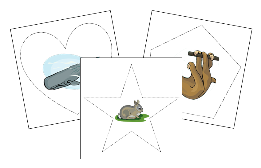 Mammals Cutting Work - Montessori Print Shop preschool cutting practice