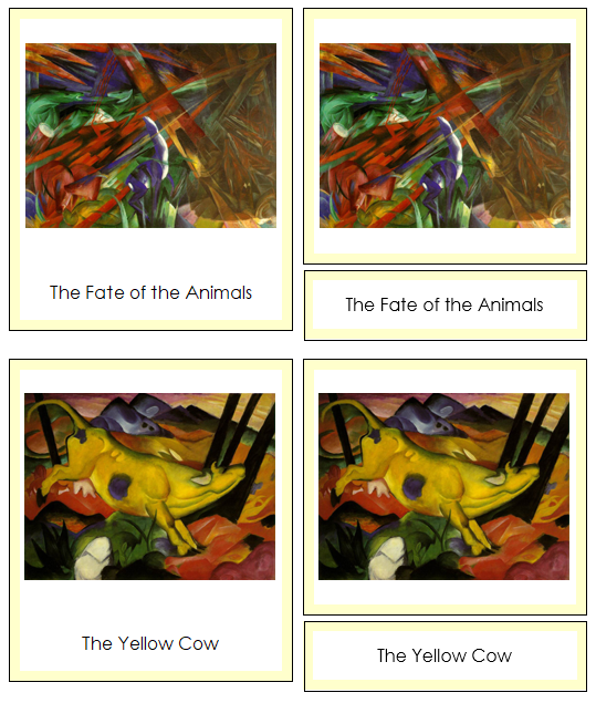 Franz Marc 3-Part Art Cards (color-coded) - Montessori Print Shop Digital Download