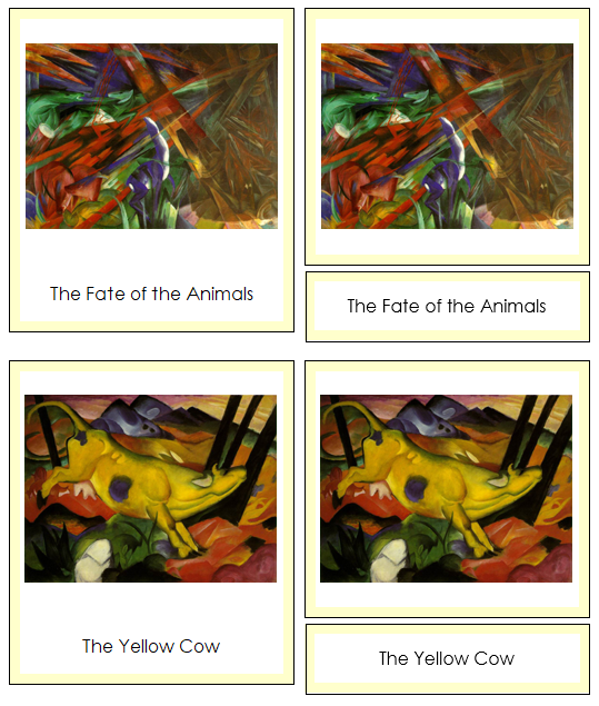 Franz Marc Art Cards (borders) - montessori art materials