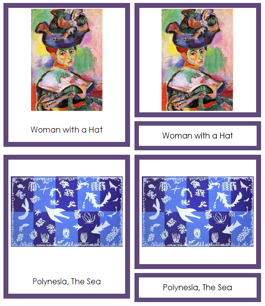 Henri Matisse 3-Part Art Cards (color-coded) - Montessori Print Shop Digital Download