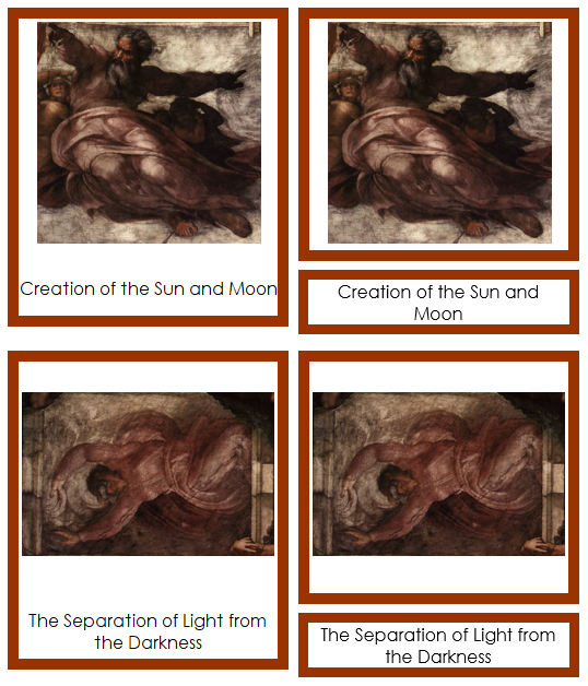 Michelangelo 3-Part Art Cards (color-coded) - Montessori Print Shop Digital Download