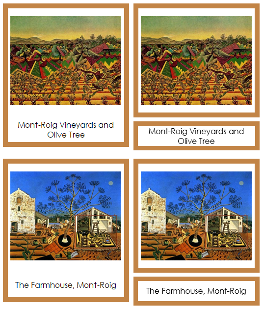 Joan Miro 3-Part Art Cards (color-coded) - Montessori Print Shop Digital Download