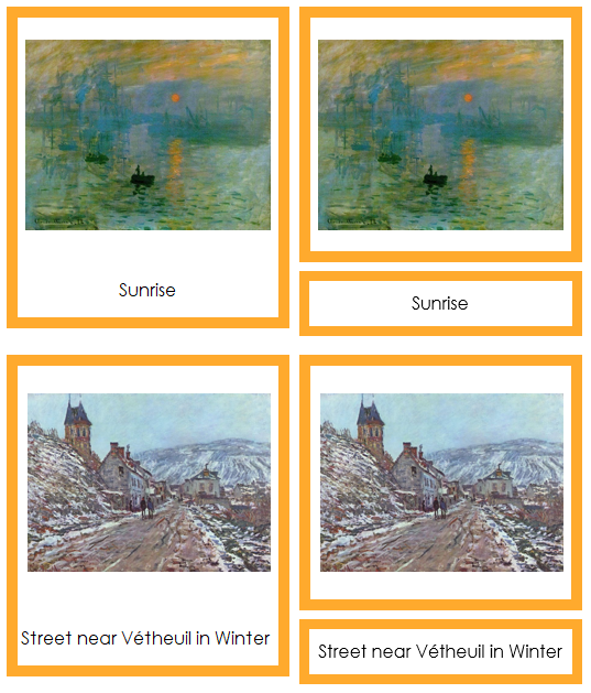 Claude Monet Art Cards (borders) - montessori art materials