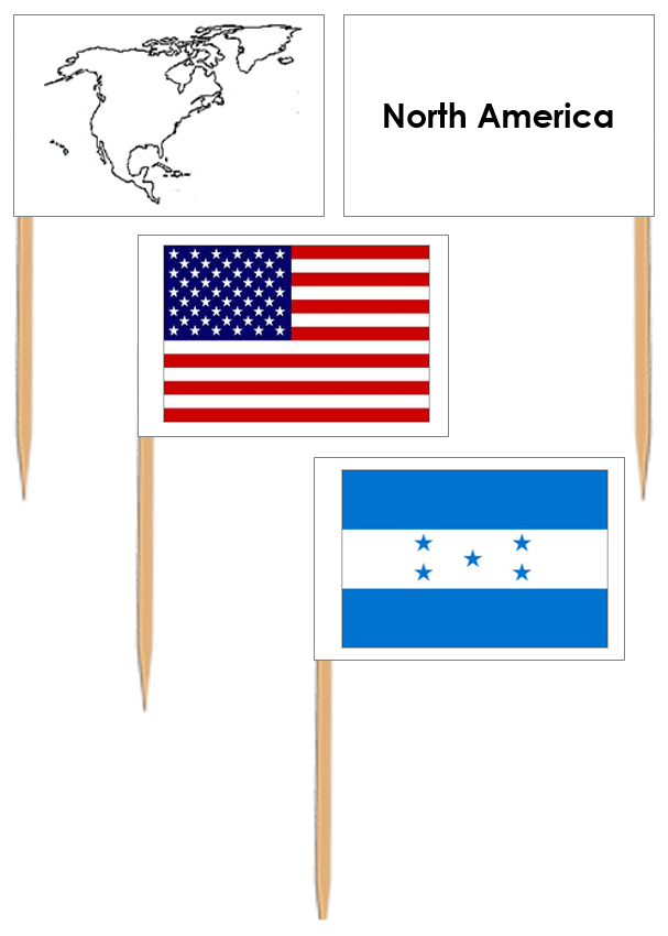 Flags of North America (Pin Map Flags) - Montessori Print Shop Digital Download