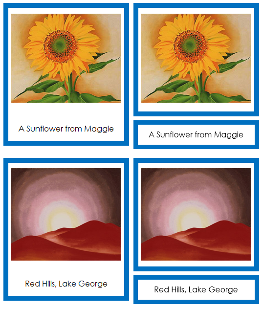 Georgia O'Keeffe 3-Part Art Cards (color-coded) - Montessori Print Shop Digital Download