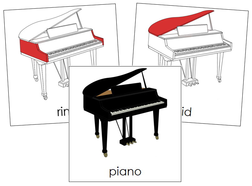 Piano Nomenclature Cards (red) - Montessori Print Shop Digital Download