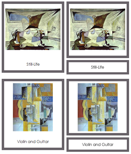 Pablo Picasso 3-Part Art Cards (color-coded) - Montessori Print Shop Digital Download