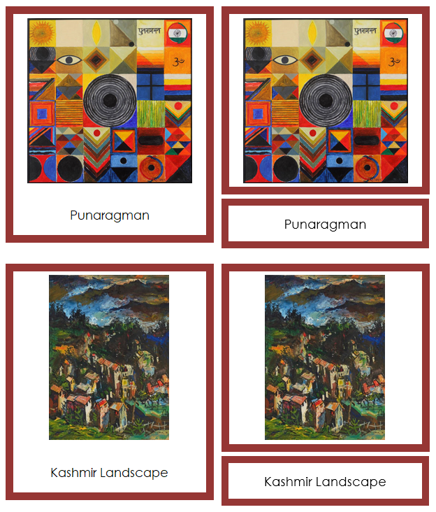 Sayed Haider Raza 3-Part Art Cards (borders) - Montessori Print Shop