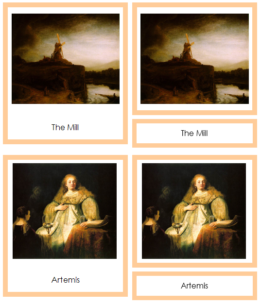 Rembrandt 3-Part Art Cards (color-coded) - Montessori Print Shop Digital Download