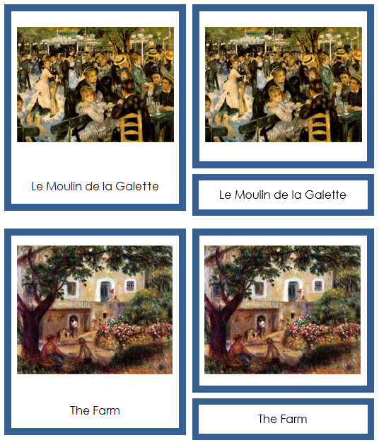 Pierre-Auguste Renoir 3-Part Art Cards (color-coded) - Montessori Print Shop Digital Download