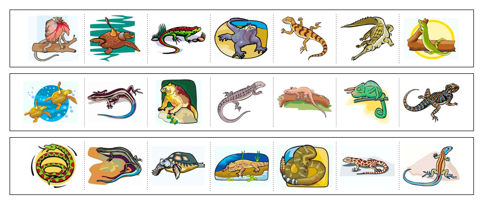 Reptiles Cutting Work - Montessori Print Shop preschool cutting practice