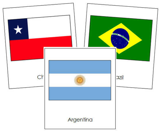 South American Flags - Montessori continent cards