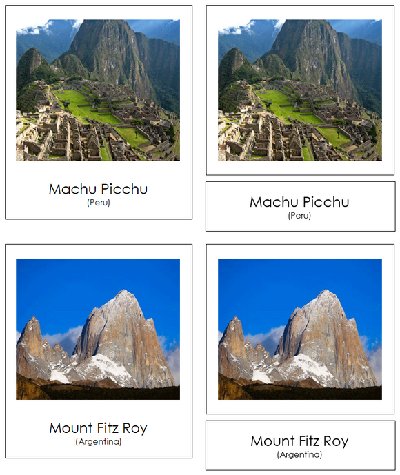 Landmarks of South America 3-Part Cards - Montessori Print Shop Digital Download