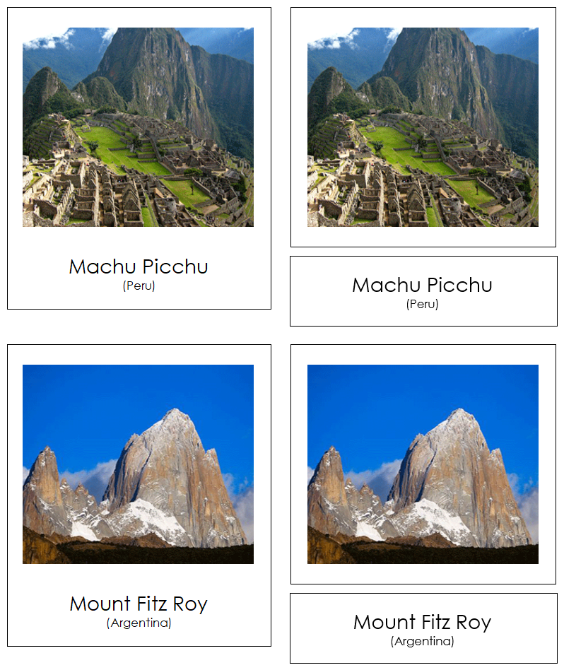 Landmarks of South America 3-Part Continent Cards - Montessori Print Shop Digital Download