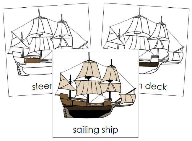 Parts of a Sailing Ship 3-Part Nomenclature Cards - Montessori Print Shop Digital Download