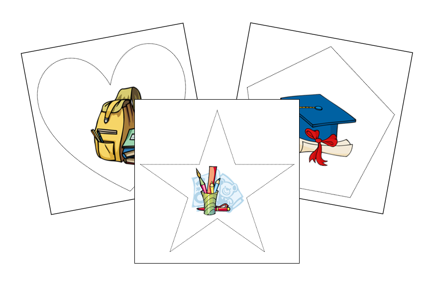 School Items Cutting Work - Montessori Print Shop Digital Download preschool cutting practice