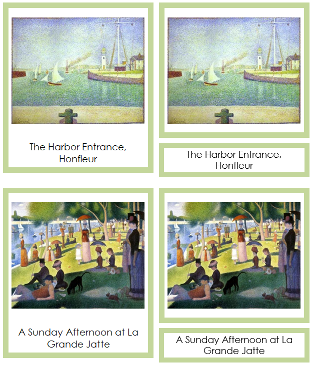 Georges Seurat Art Cards - montessori art materials
