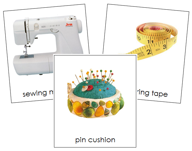 Sewing Items 3-Part Cards - Montessori Print Shop