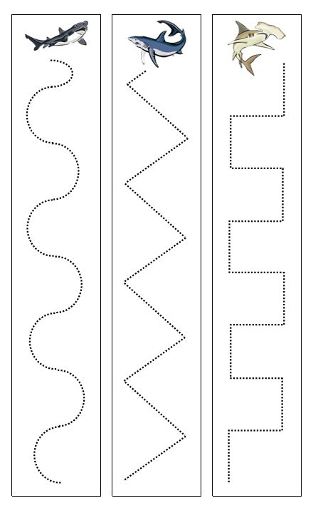 Sharks Cutting Work - Montessori Print Shop preschool cutting practice