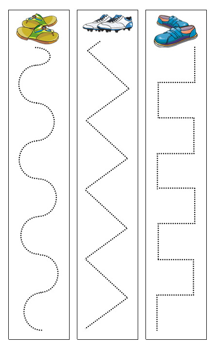 Shoes Cutting Work - Montessori Print Shop preschool cutting practice