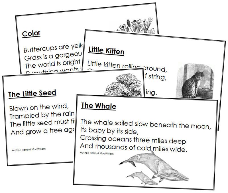 Short poetry for children - Montessori Print Shop Digital Download