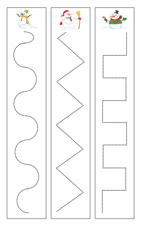 Snowman Cutting Work - Montessori Print Shop preschool cutting practice