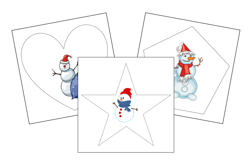Snowman Cutting Work - Montessori Print Shop preschool cutting practice