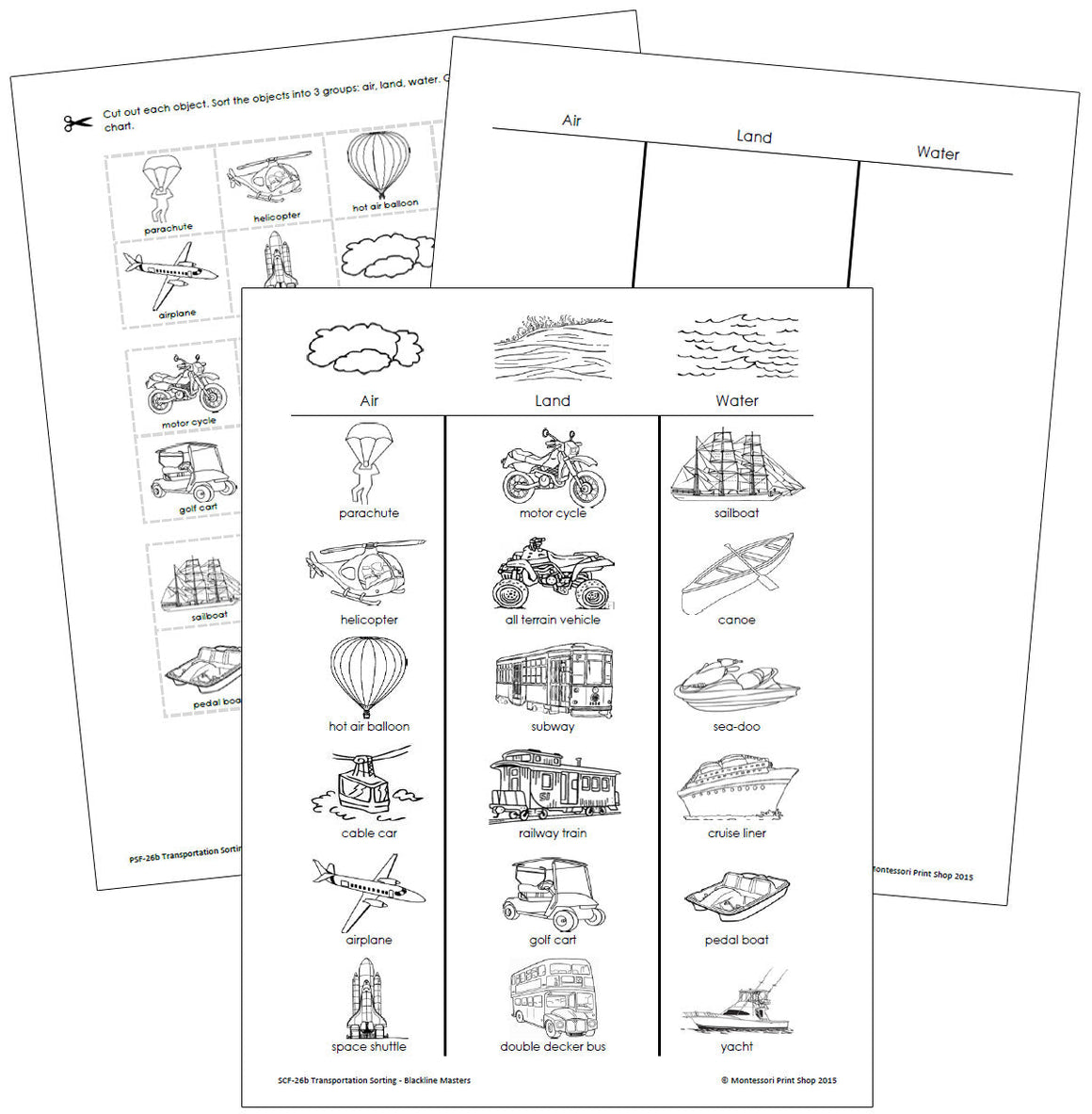 Transportation Sorting Blackline Masters - Montessori Print Shop