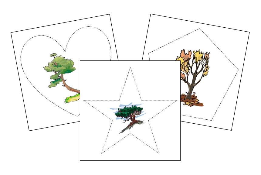 Trees Cutting Work - Montessori Print Shop preschool cutting practice